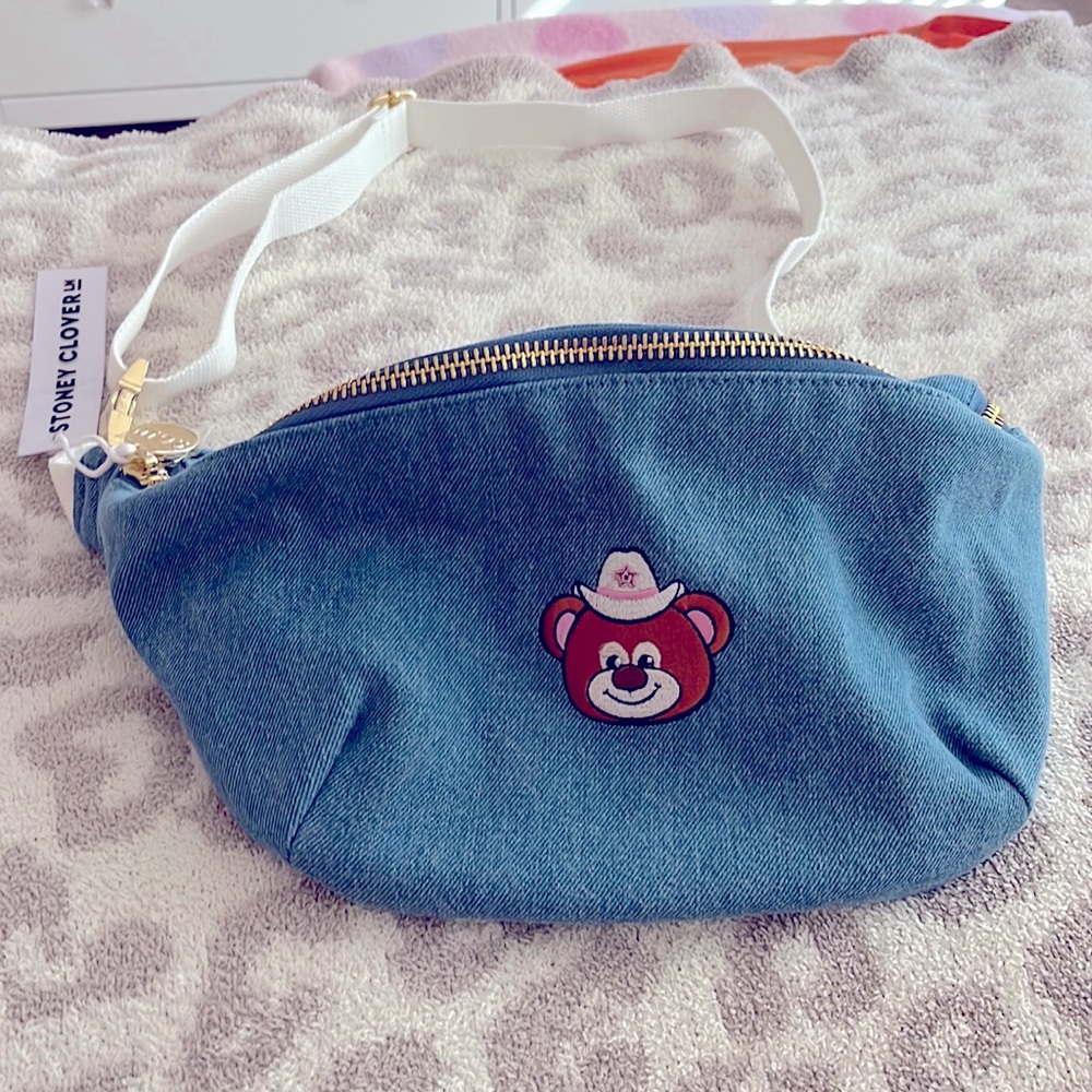 Stoney Clover Lane Jumbo Denim Fanny- Homecoming Texas Bear- LaLa Land Pop Up